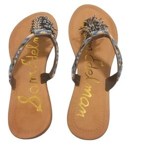 Sam Edelman Anella Blue and Brown Beaded Sandals
